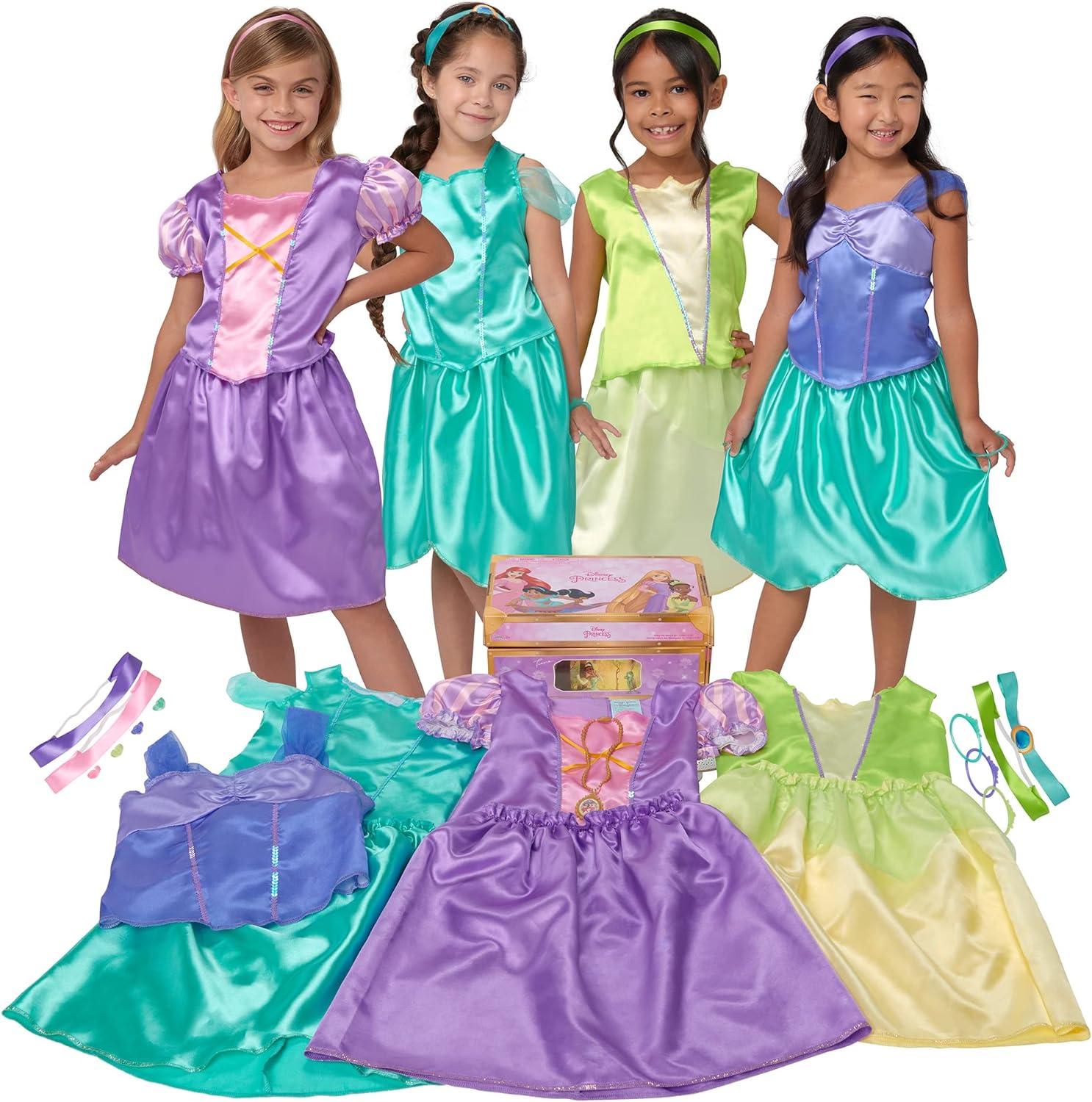 Disney Princess Rapunzel, Ariel, Tiana & Jasmine Girls Dress Collection Trunk Up 2024 Fashion Trend