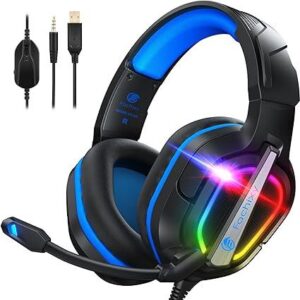 Fachixy Gaming and Noise Canceling Computer Headset with Mic, Jack & RGB Light