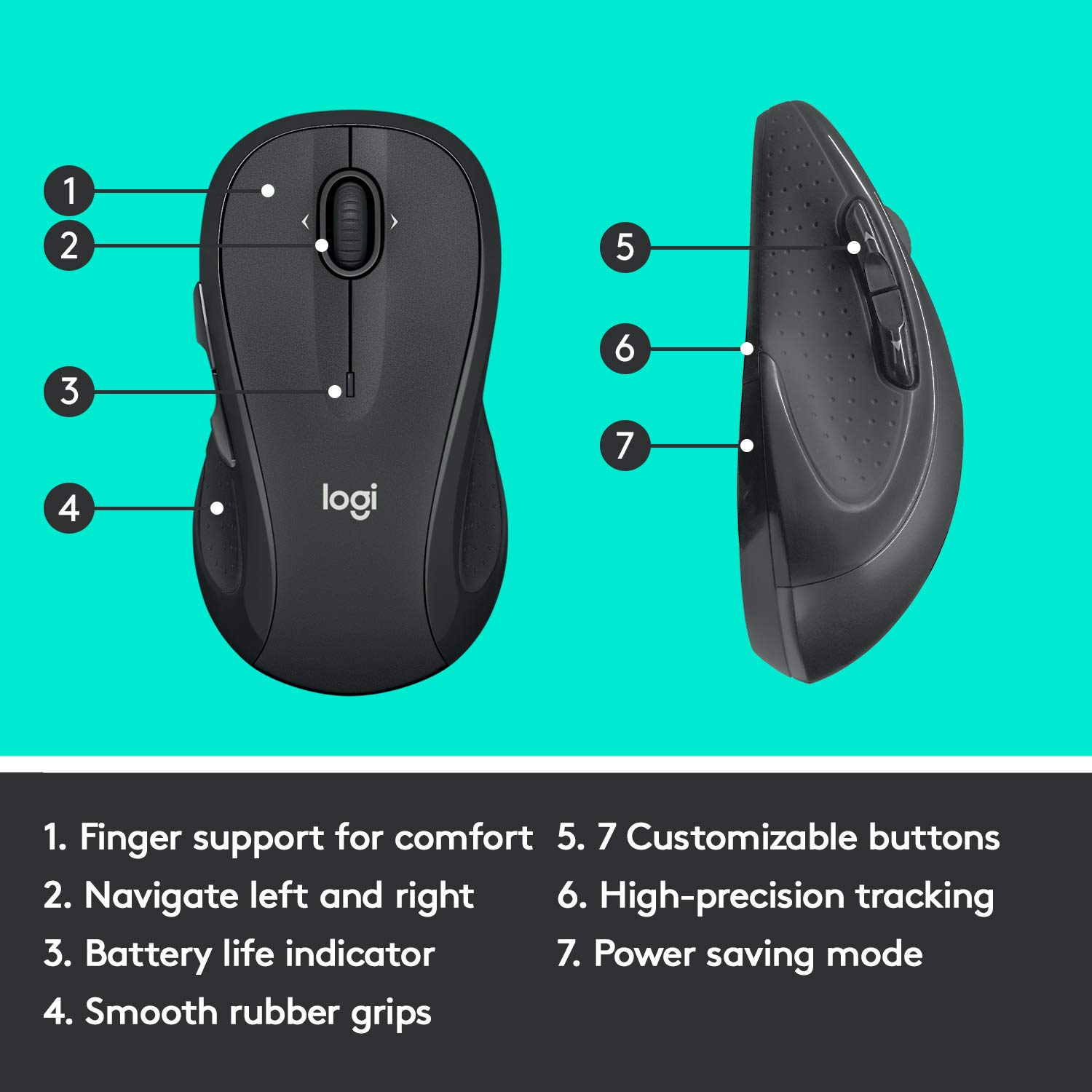 Logitech M510 Wireless Computer Mouse for PC with USB Unifying Receiver – Graphite-2