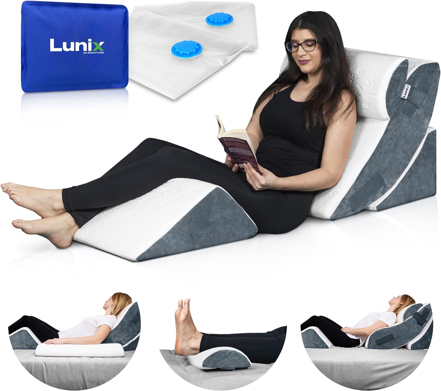 Lunix LX5 4pcs Orthopedic Bed Wedge Pillow Set